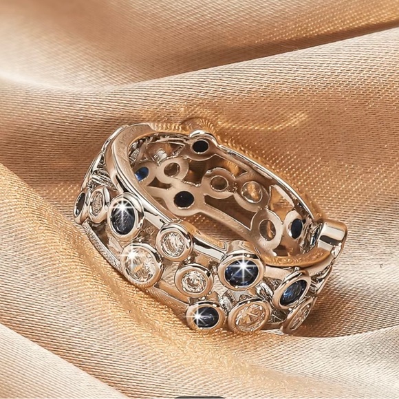 NWT Women’s Boho Vintage Inlaid Zirconia Sapphire Ring size 8 - Picture 3 of 4